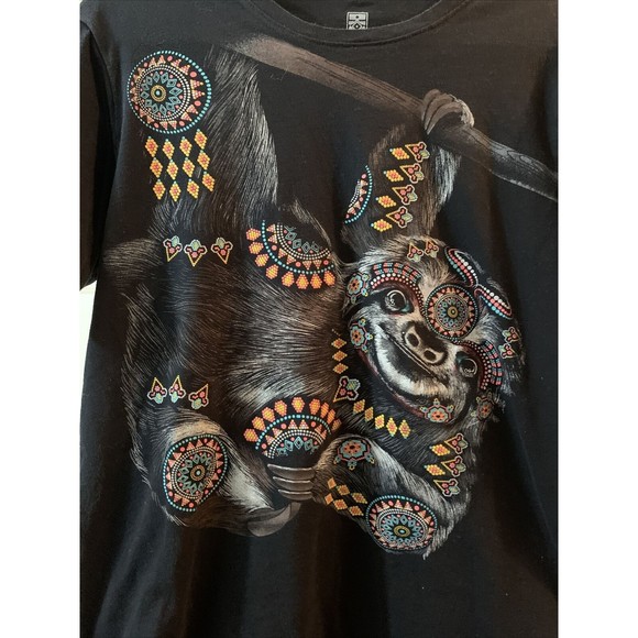 Larva Men Shirt Large Black Animal Sloth Indian Dream Catchers Graphic Street - Picture 2 of 5
